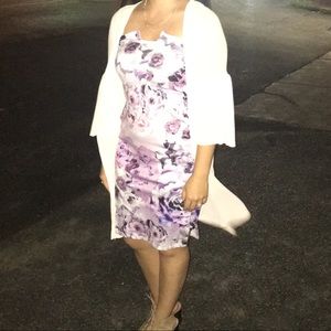 Super cute strapless purple floral dress